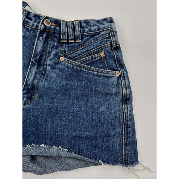 Vintage Rio Girls Size 7 / 25  Denim Shorts High Rise Blue plead accent front - Picture 2 of 7